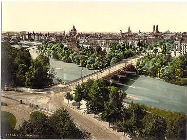 Blick auf München; Postkarte wikipedia