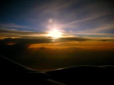 Sonnenuntergang aus dem Flugzeug